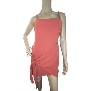 White Fox Boutique Pink Spaghetti Strap Wrap Mini Dress Open Back